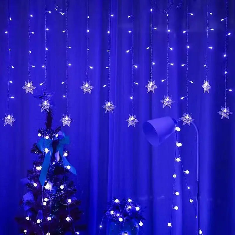 Frosted Snowflake LED Curtain Lights — Remote Control ✨ Multiple Light Modes