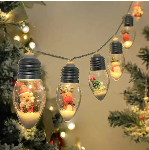 Holiday Charm LED Ornament String Lights — Snowman & Santa Edition