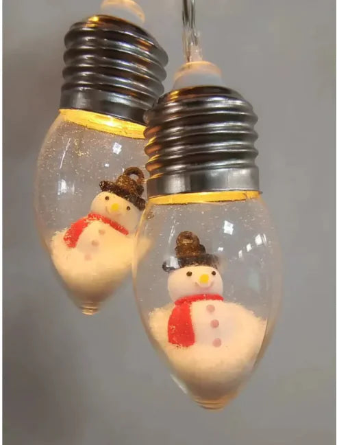 Holiday Charm LED Ornament String Lights — Snowman & Santa Edition