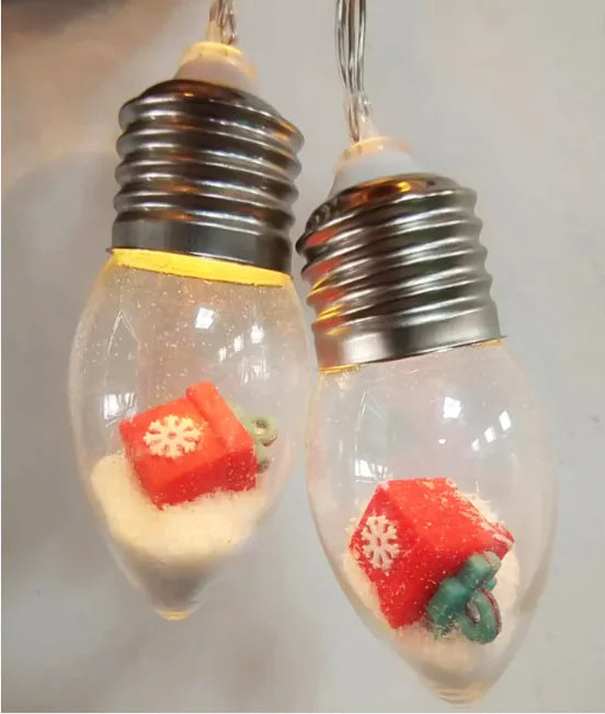 Holiday Charm LED Ornament String Lights — Snowman & Santa Edition