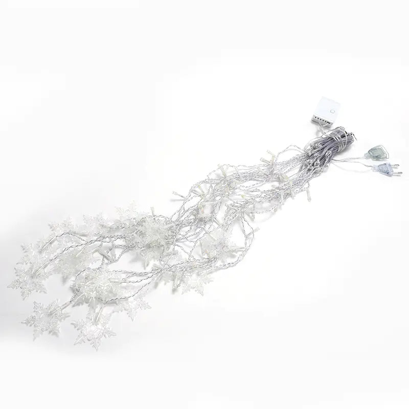 Frosted Snowflake LED Curtain Lights — Remote Control ✨ Multiple Light Modes