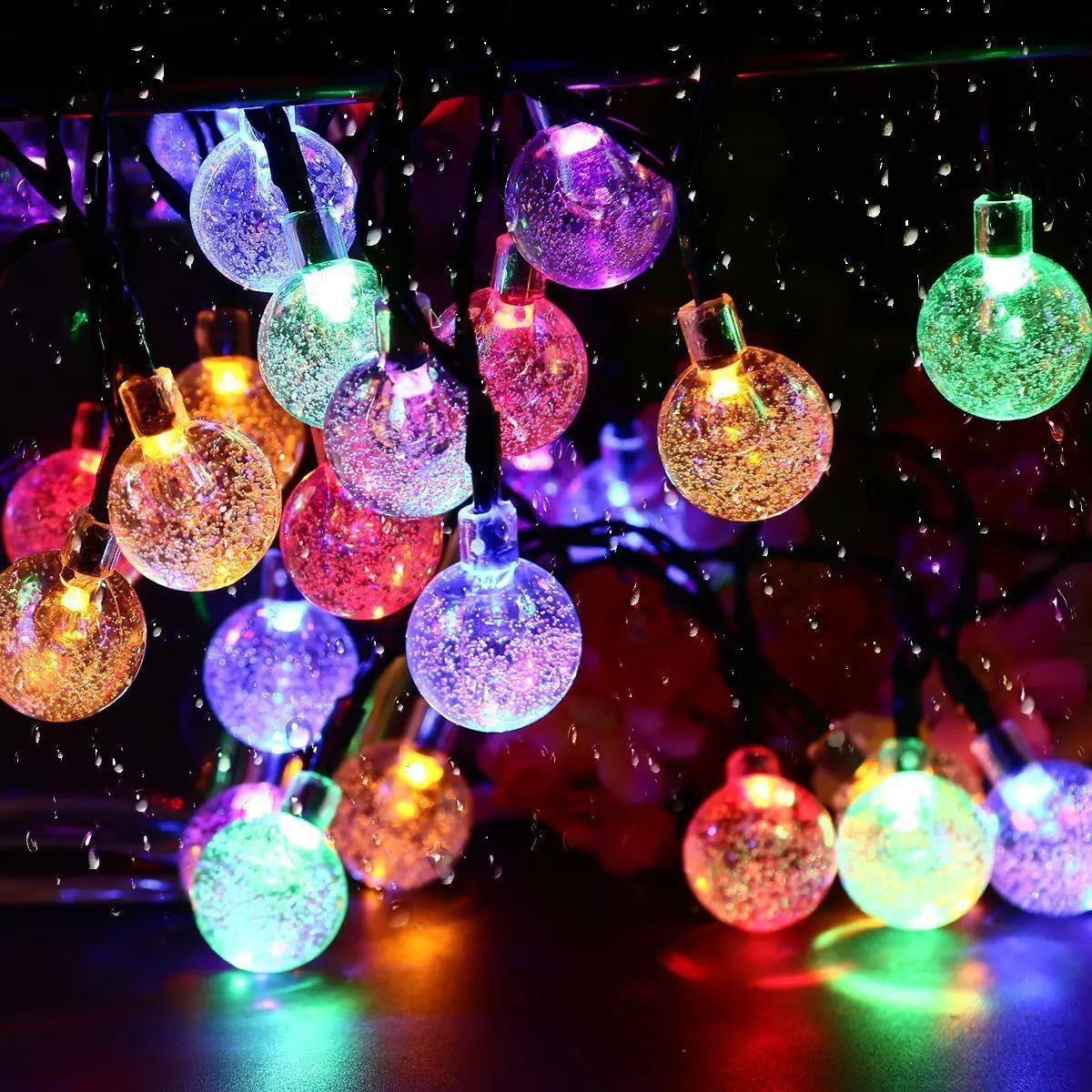 AuroraGlow Solar Crystal Ball String Lights – 8 Lighting Modes