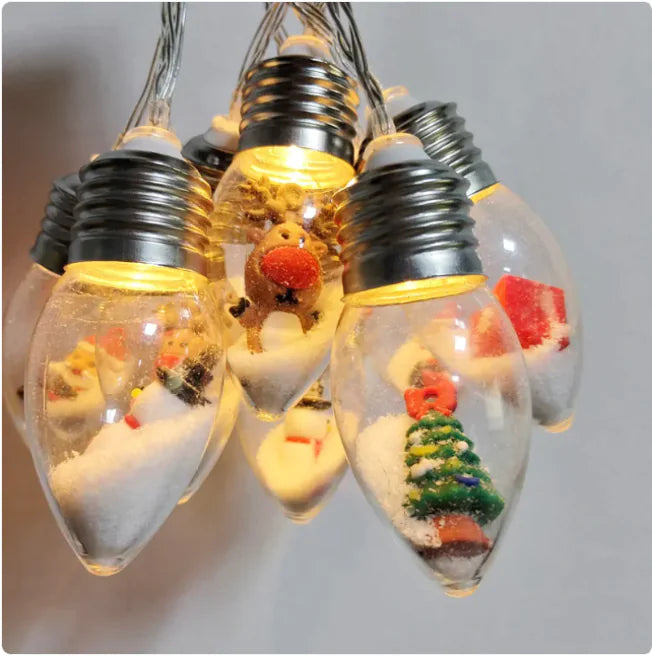Holiday Charm LED Ornament String Lights — Snowman & Santa Edition